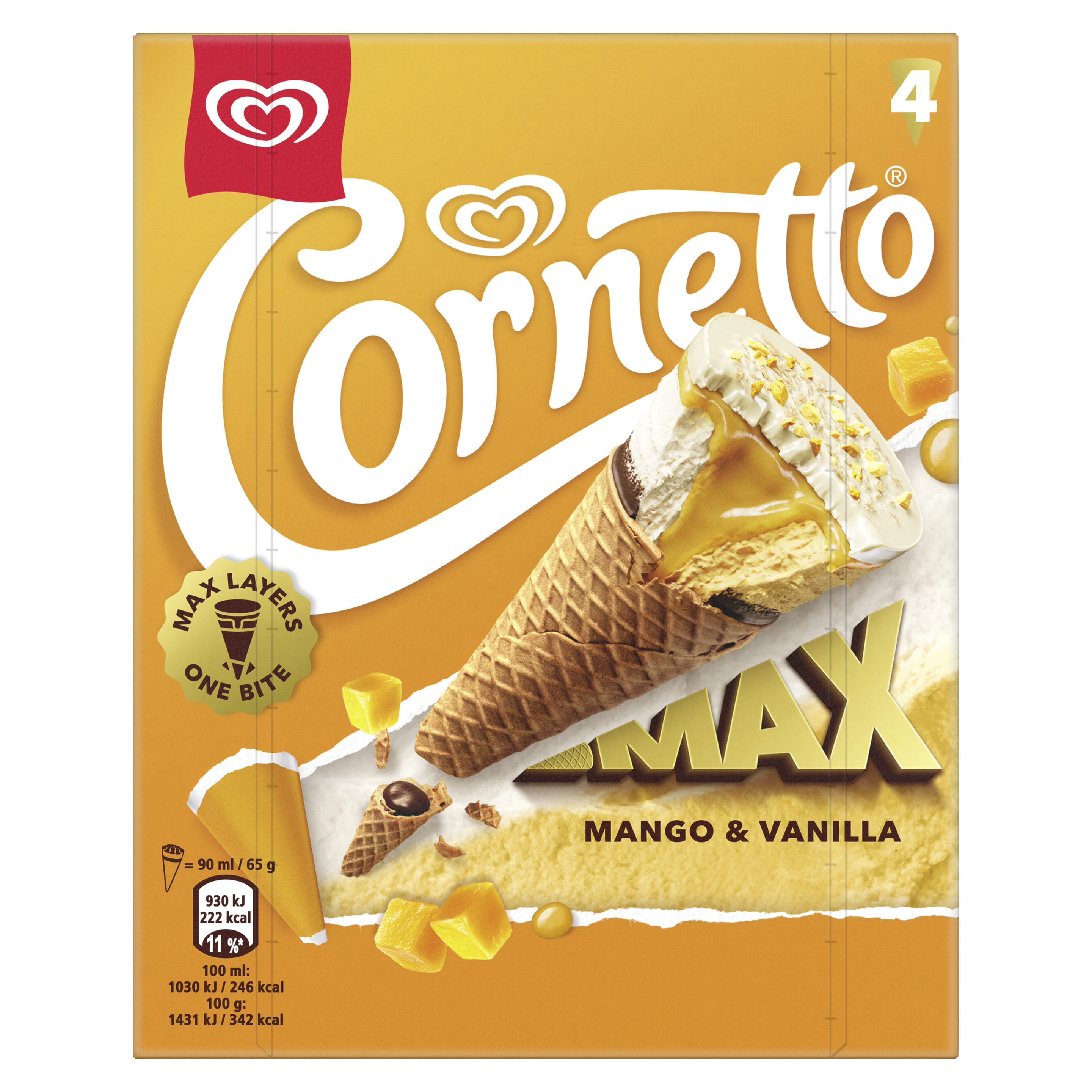 Cornetto Max Mango&Vanilla 4er MP 360 ml