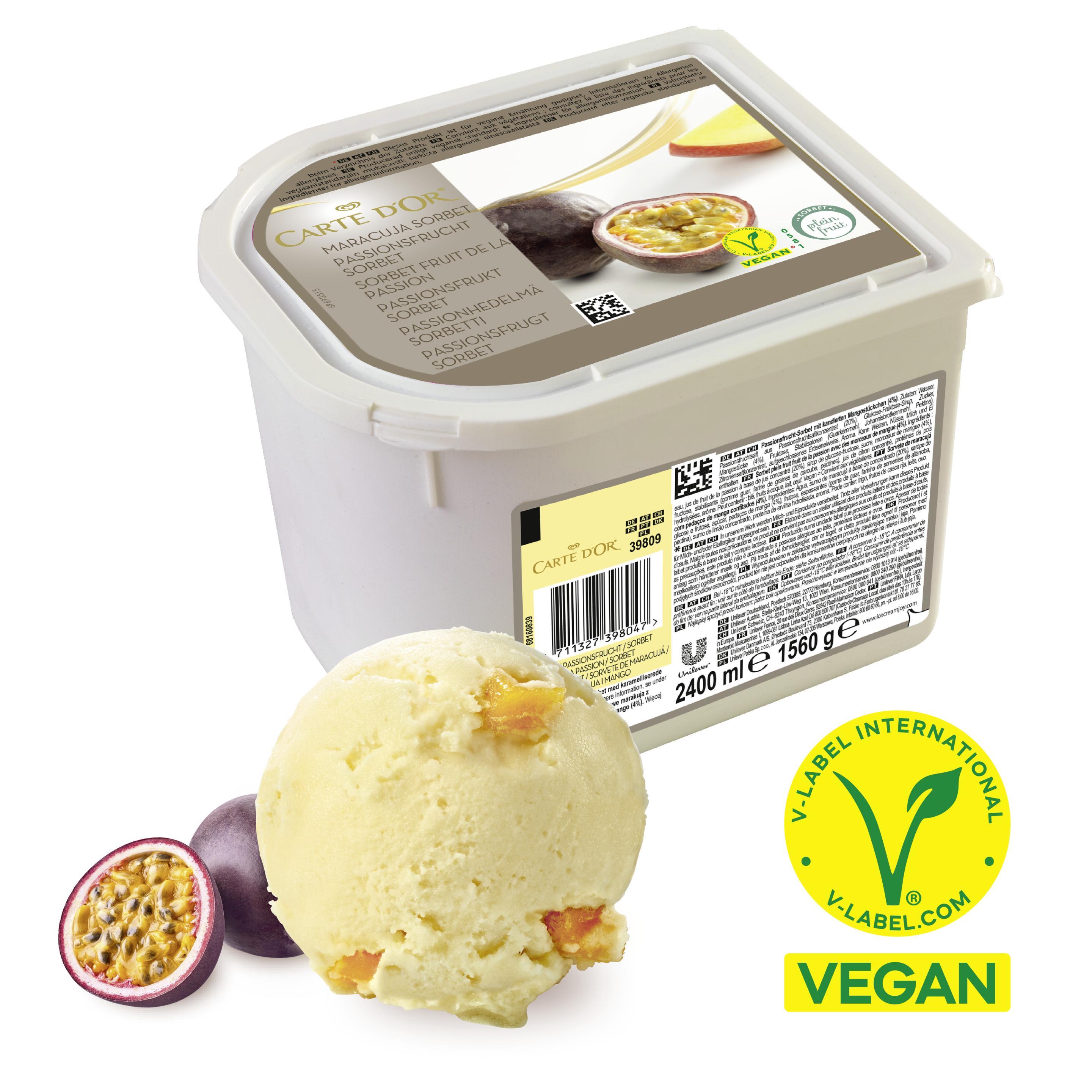 Carte D'Or Sorbet Passionsfrucht 2,4l Eiswanne