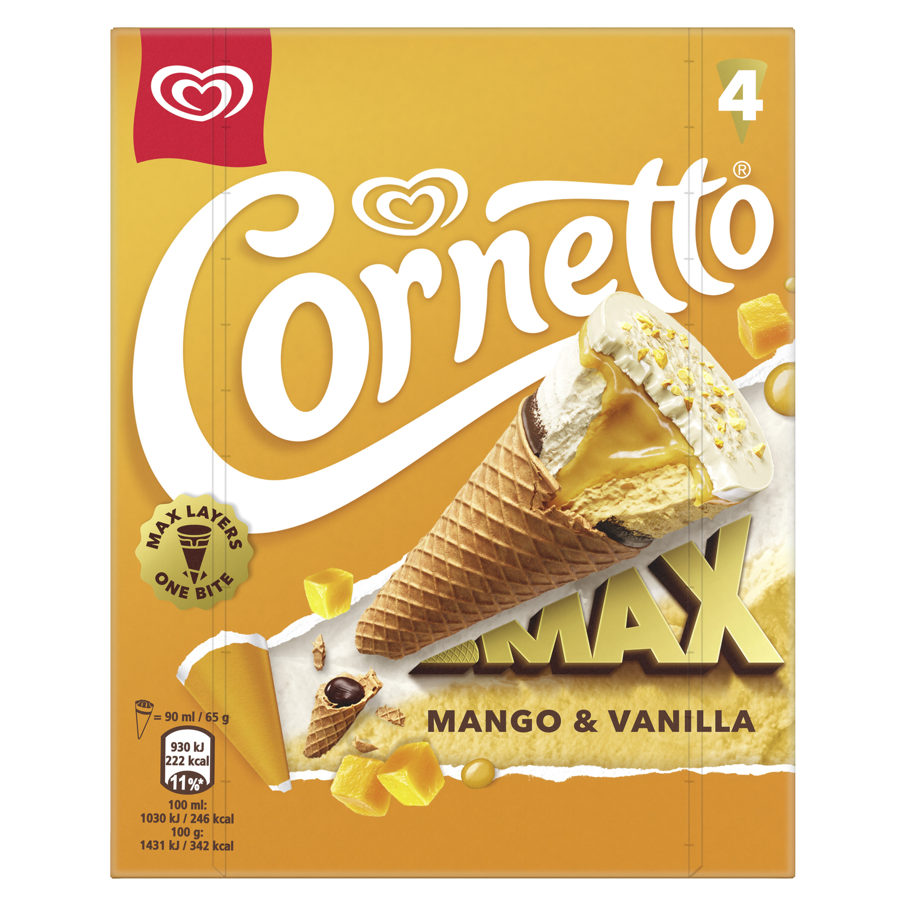 Cornetto Max Mango&Vanilla 4er MP 360 ml