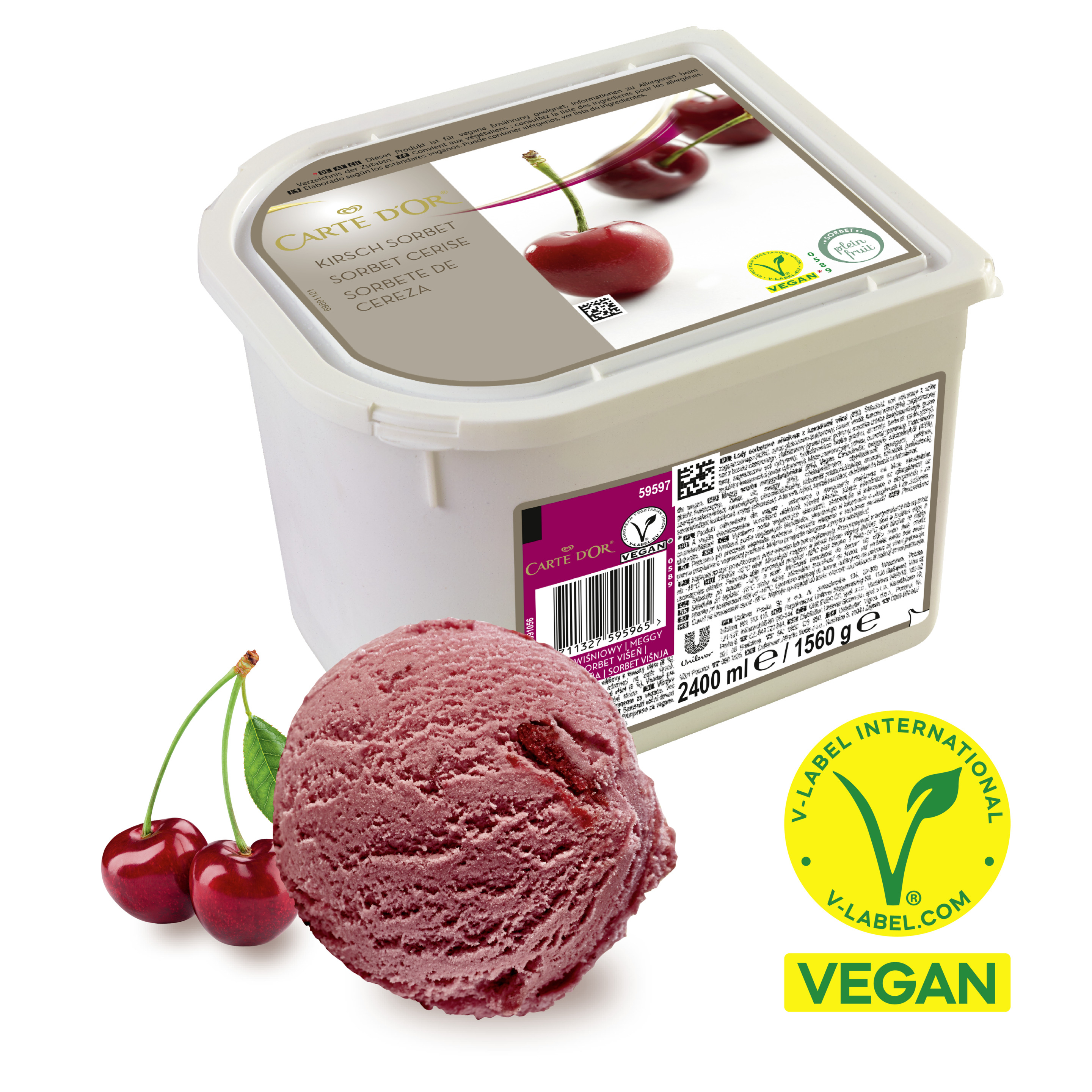 Carte D'Or Sorbet Kirsche 2,4l Eiswanne