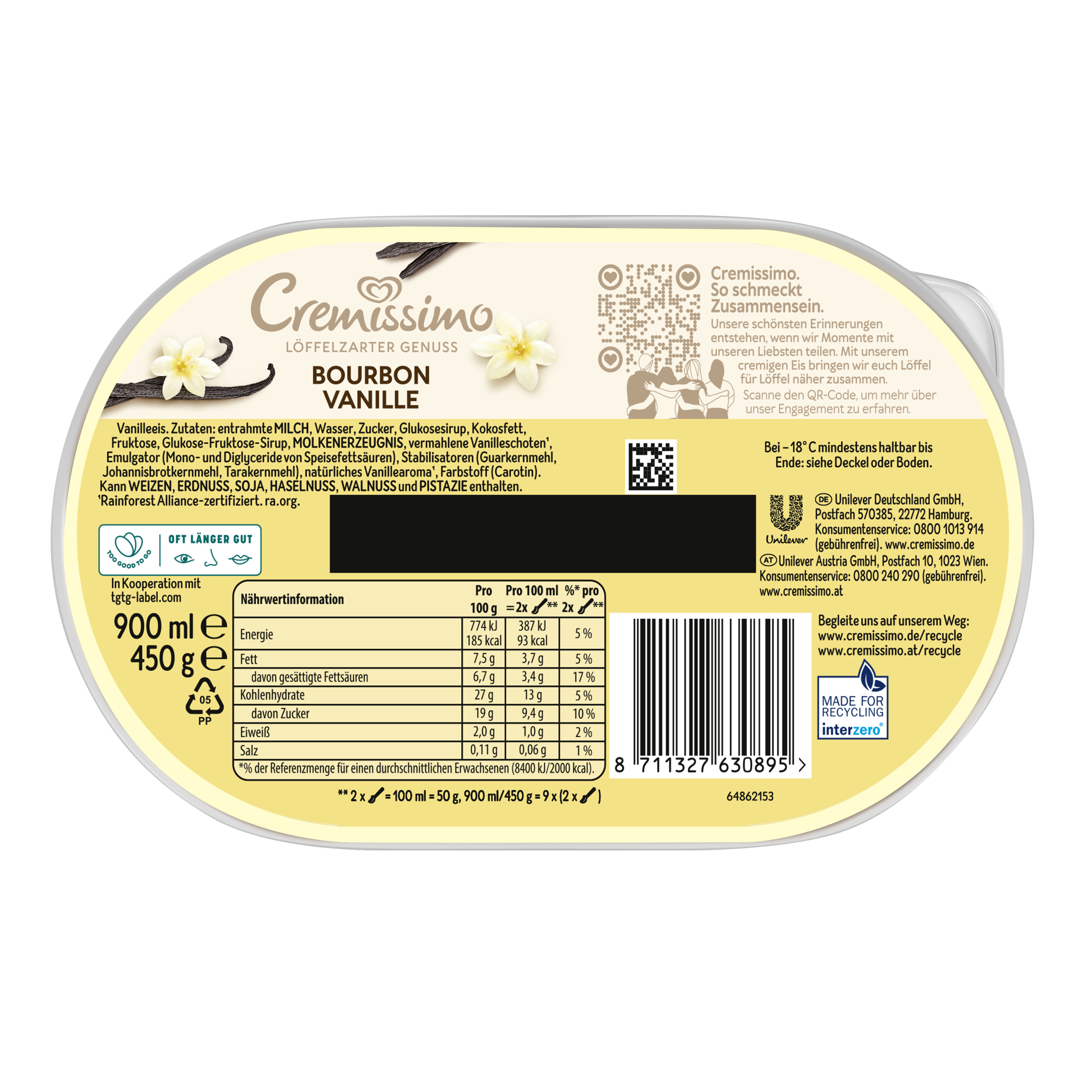 Cremissimo Bourbon Vanille Eis 900ml